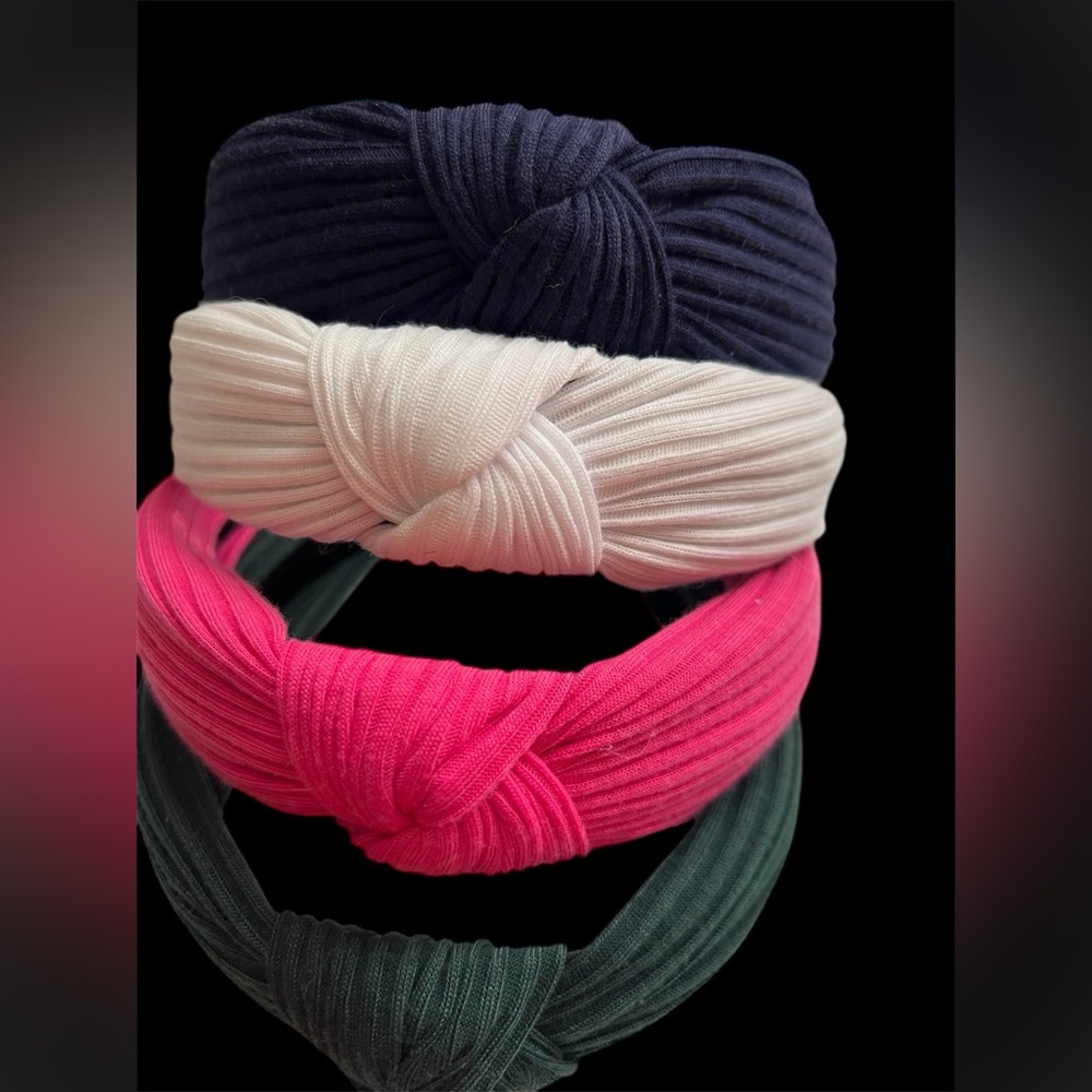 3/Stylish Knotted Headbands - Black, White, Pink, Green